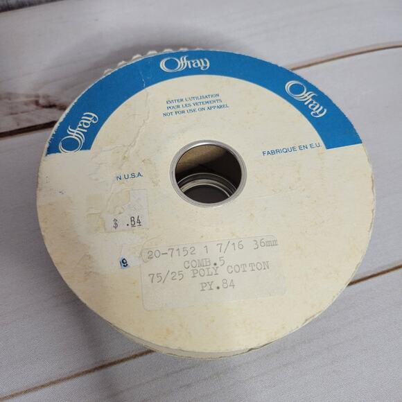 Vintage Poly/Cotton Maroon with Lace Edges Ribbon Trim, 275" - Picture 2 of 7